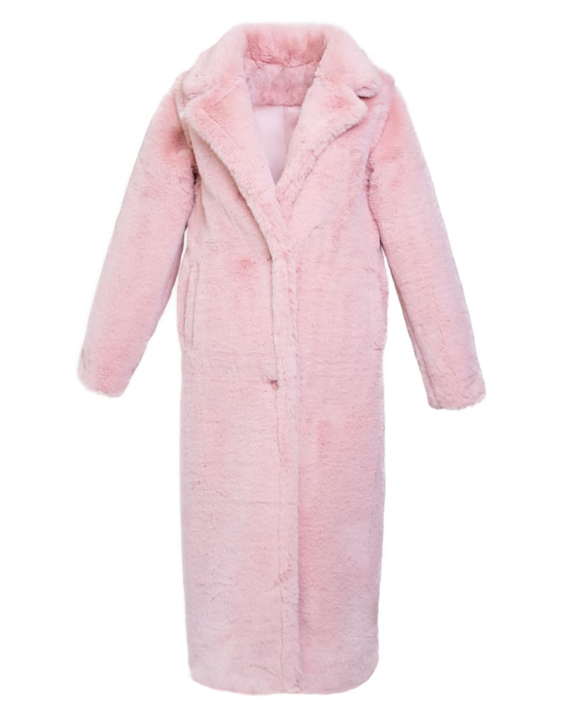 Long teddy coat pink outlet